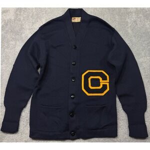 Vintage H.L. Whiting Cardigan M Navy UCLA Letterman Sweater Chenille Patch C 60s